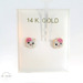 14K Yellow Gold Hello Kitty Stud Earrings Pink CZ with Screw Backs 6mm
