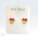 14K Yellow Gold Red Bow Minnie Mouse Stud Earrings with Screw Backs 8mm