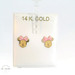 14K Yellow Gold Pink Bow Minnie Mouse Stud Earrings with Screw Backs 8mm