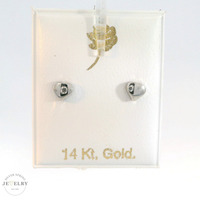 14K White Gold Heart Stud Earrings with Screw Backs 4mm