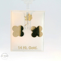 14K Yellow Gold Clover Stud Earrings with Push Backs 10mm