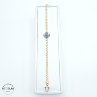  14KT Single Black Clove Curb Link Bracelet Yellow Gold 8 Inches