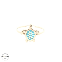 14KT Turquoise Enamel Turtle Yellow Gold, Size 9