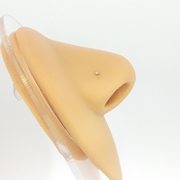 14 K Yellow Gold L Bend Nose Ring with White CZ