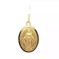 14K Yellow Gold Oval Virgin Mary Pendant 1in. 3.9gm