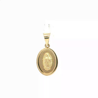 14K Yellow Gold Virgin Mary Oval Pendant 3/4in 1.0gm
