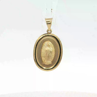  14K Yellow Gold Oval Virgin Mary Pendant 1in. 1.6gm