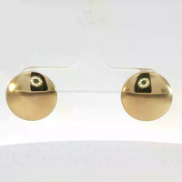 14K Yellow Gold Round Omega Back Earrings 16mm 4.5gm
