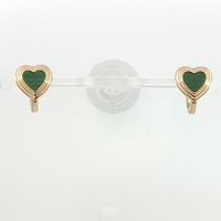 14k Yellow Gold Green Heart Shape Huggies 1/2in 1.2gm