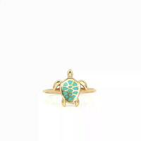 14K Yellow Gold Turtle Ring Size 9 1.8gm