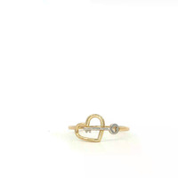 14K 2 Tone Heart & Key Ring Size 6 1.1gm