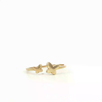 14K Yellow Gold Two Butterfly Ring Size 9 1.2gm