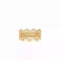 14K Yellow Gold Thick Band Filigree Ring Size 7.5 2.0gm
