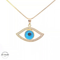 14KT Blue Evil Eye Pendant Yellow Gold 23mm (CHAIN IS NOT INCLUDED)