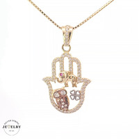 14KT Hamsa Pendant Tricolor 18mm (CHAIN IS NOT INCLUDED)