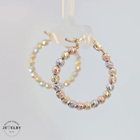 Beaded Hoops 14KT Tricolor Diameter 1"
