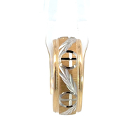 14k 8.0mm Cross and Ivy Engraved Wedding Band