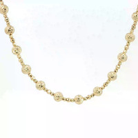 14k Yellow Gold Beaded Chain, Lobster Lock 16in 7.0gm