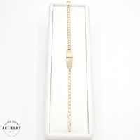 14KT Baby ID Curb Square Bracelet Yellow Gold, 7 Inches
