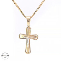 14KT Modern Crucifix Pendant, Two Tone 5mm (CHAIN IS NOT INCLUDED) 