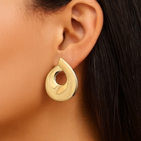  14k Sculptural Curling Circle Post Earrings
