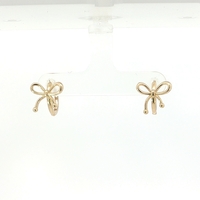  14k Tied Ribbon Bow Huggies