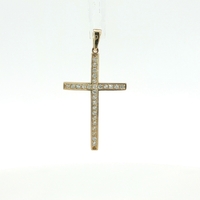  14k Channel Set Cubic Zirconia Cross 