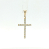  14k Channel Set Cubic Zirconia Cross