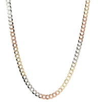 14K Tri Color Gold Curb Link Chain 24in 8.8gm