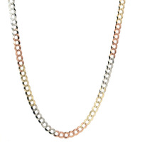 14K Tri Color Curb Link Chain 18in 5.8gm