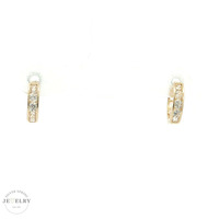 14K Yellow Gold Huggie Earring Clear CZ 1.4gm