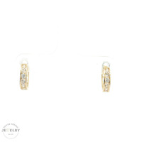 14K Yellow Gold Huggie Earrings Clear CZ 1.6gm