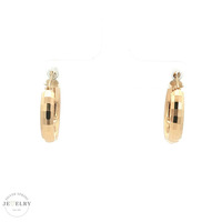 14K Yellow Gold Textured Hoop Earrings  3/4in 2.4gm
