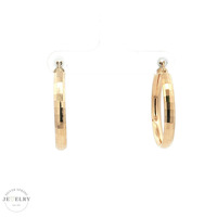 14K Yellow Gold Textured Hoop Earrings 1in 3.8gm