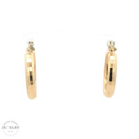  14K Yellow Gold Textured Hoop Earrings 1in 3.3gm