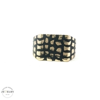 14k Yellow Gold Enamel Nugget Signet Ring 