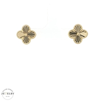 14k Yellow Gold 12mm Clover Stud Earrings