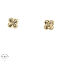 14k Yellow Gold 10mm Clover Stud Earrings