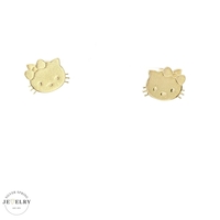 14k Yellow Gold 11mm Hello Kitty Stud Earrings