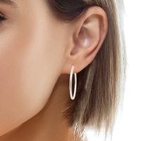 Classic Silver Hoop Earrings, 1.25 inch diameter