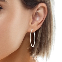 Classic Silver Hoop Earrings, 1.5 inch diameter