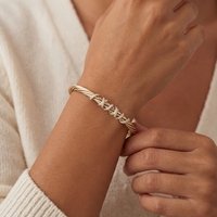 David Yurman 18KT Yellow Gold Diamond Helena Center Station Bangle 4mm 