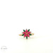14K Yellow Gold Multi-Color Flower Ring